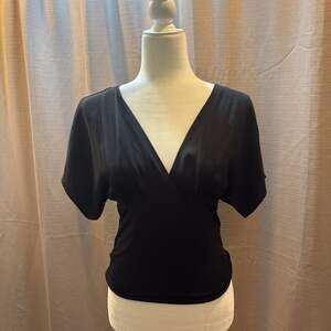 Banana Republic Tie-Back Women's Size Large V-Neck Black NWT